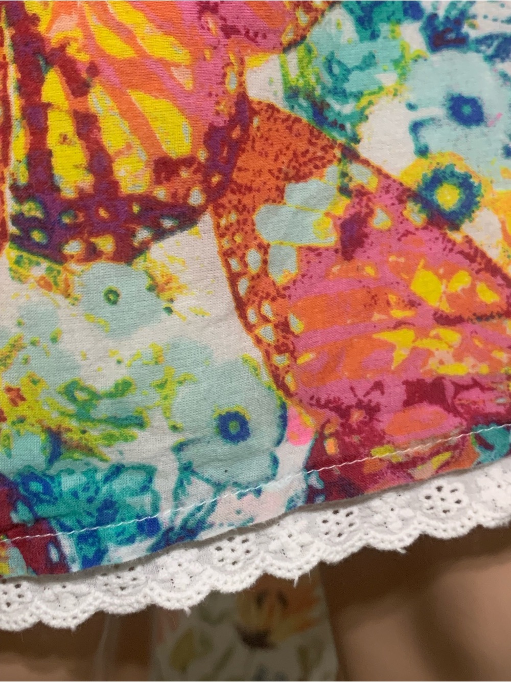 🌸 Sz M Candie's White High Low Midi Skirt with Multicolor Butterfly Print - Picture 7 of 13